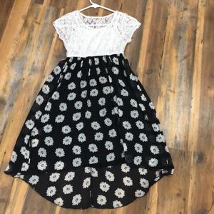 Juniors high low sunflower dress